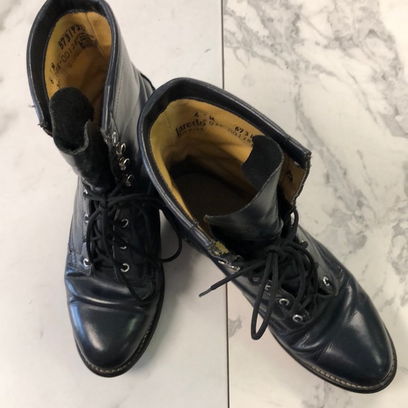 Vintage Laredo Navy Leather Granny Boots 6M - Picture 1 of 11